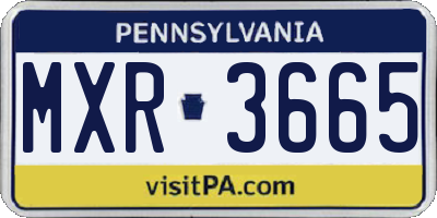 PA license plate MXR3665