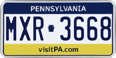 PA license plate MXR3668