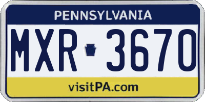 PA license plate MXR3670