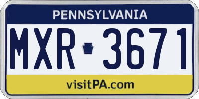 PA license plate MXR3671
