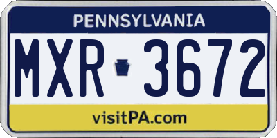PA license plate MXR3672