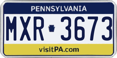PA license plate MXR3673