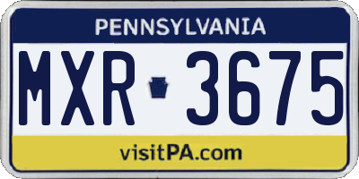 PA license plate MXR3675
