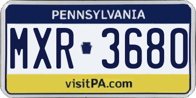 PA license plate MXR3680