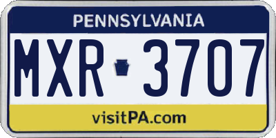PA license plate MXR3707