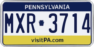 PA license plate MXR3714