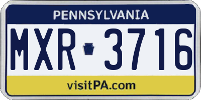 PA license plate MXR3716