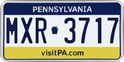PA license plate MXR3717