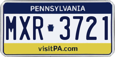 PA license plate MXR3721