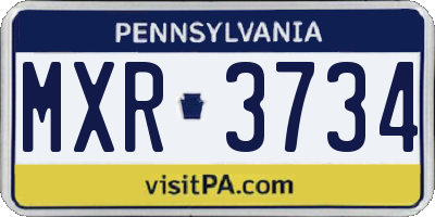 PA license plate MXR3734