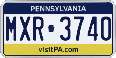 PA license plate MXR3740