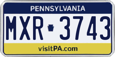 PA license plate MXR3743