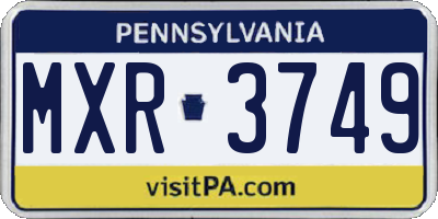 PA license plate MXR3749