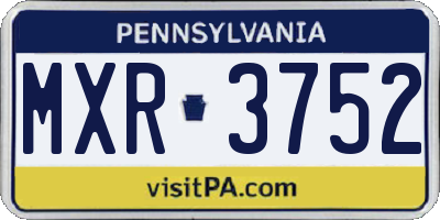 PA license plate MXR3752