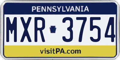 PA license plate MXR3754