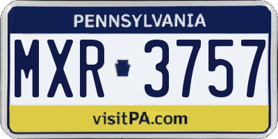 PA license plate MXR3757