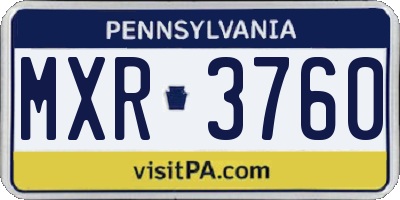 PA license plate MXR3760