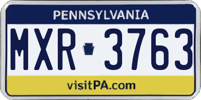 PA license plate MXR3763
