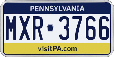 PA license plate MXR3766