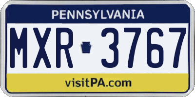 PA license plate MXR3767