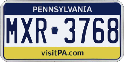 PA license plate MXR3768
