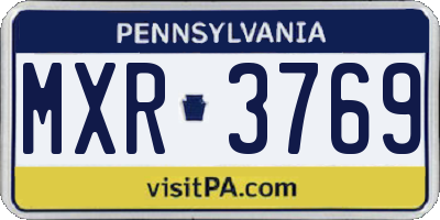 PA license plate MXR3769