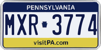 PA license plate MXR3774