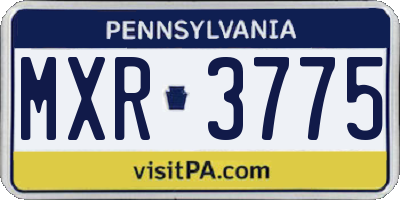 PA license plate MXR3775