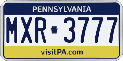 PA license plate MXR3777
