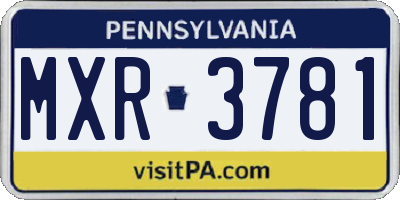 PA license plate MXR3781