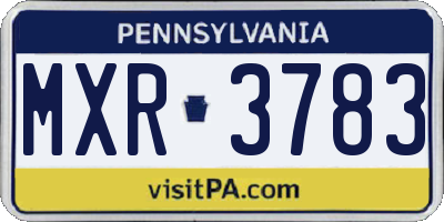 PA license plate MXR3783