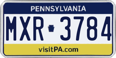 PA license plate MXR3784