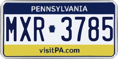 PA license plate MXR3785