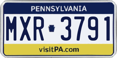 PA license plate MXR3791