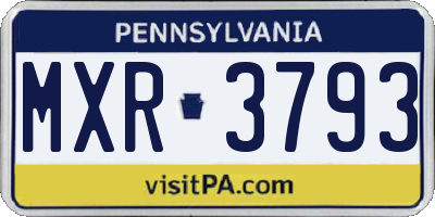 PA license plate MXR3793