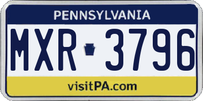 PA license plate MXR3796