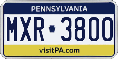 PA license plate MXR3800