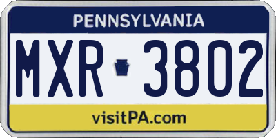 PA license plate MXR3802