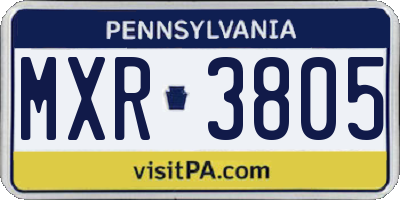 PA license plate MXR3805