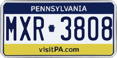 PA license plate MXR3808