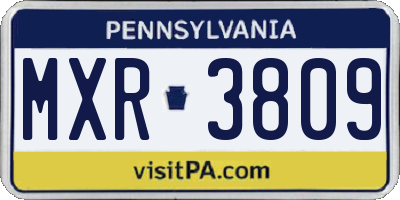 PA license plate MXR3809