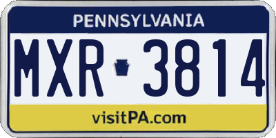 PA license plate MXR3814