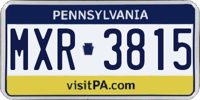 PA license plate MXR3815