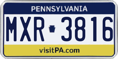 PA license plate MXR3816