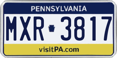PA license plate MXR3817