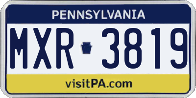 PA license plate MXR3819