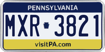 PA license plate MXR3821
