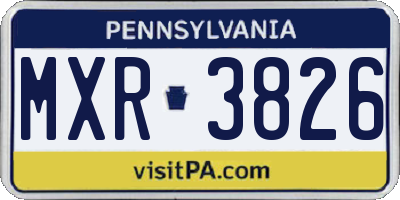 PA license plate MXR3826