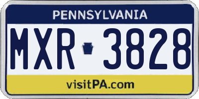 PA license plate MXR3828
