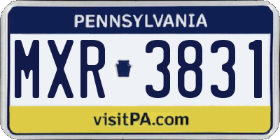 PA license plate MXR3831